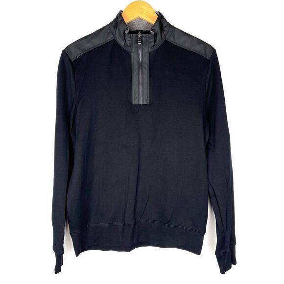 Hugo Boss Sydney Quarter Zip Black Cotton Blend Pullover size medium - Picture 1 of 4